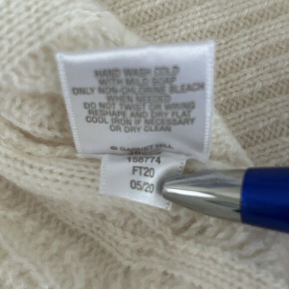 Garnet Hill Cashmere Merino Sweater M Turtleneck Cable Knit Ivory Tunic Oversize - Picture 14 of 14